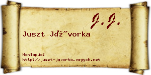 Juszt Jávorka névjegykártya